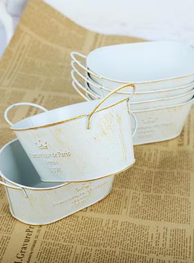 仿真花美式铁艺花盆花盆装饰摆件