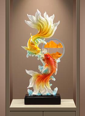 年年有余招财锦鲤鱼流沙画摆件客厅玄关酒柜电视柜装饰品乔迁礼物