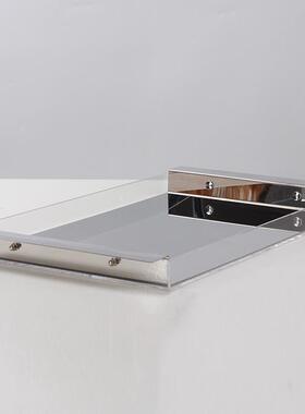 现代极简轻奢金属长方形托盘高级感摆件样板房软装饰品收纳盘摆设