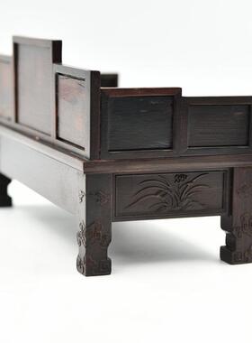 中式仿古明清雕花床微缩迷你小家具模型实木工艺品微型摆件