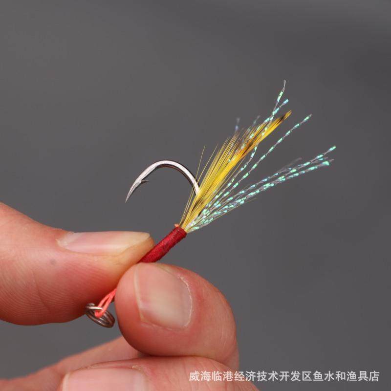 路亚彩色羽毛铁板单钩海钓绑毛亮丝钓鱼鱼钩鱼饵制品户外,淘宝优惠券,粉丝福利购,淘宝优惠卷