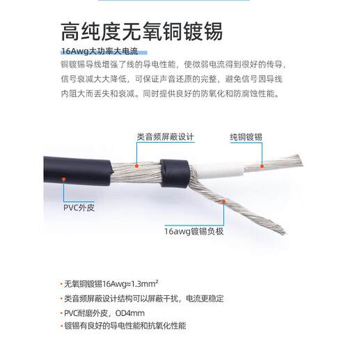 DC电源线GX16-2转Type-C适用飞傲PL50线性稳压xduoo xd05pro耳放A - 图2