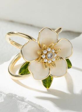 小众高级感栀子花丝巾扣新款滴油超仙花朵方巾扣纪念品礼物衣角扣