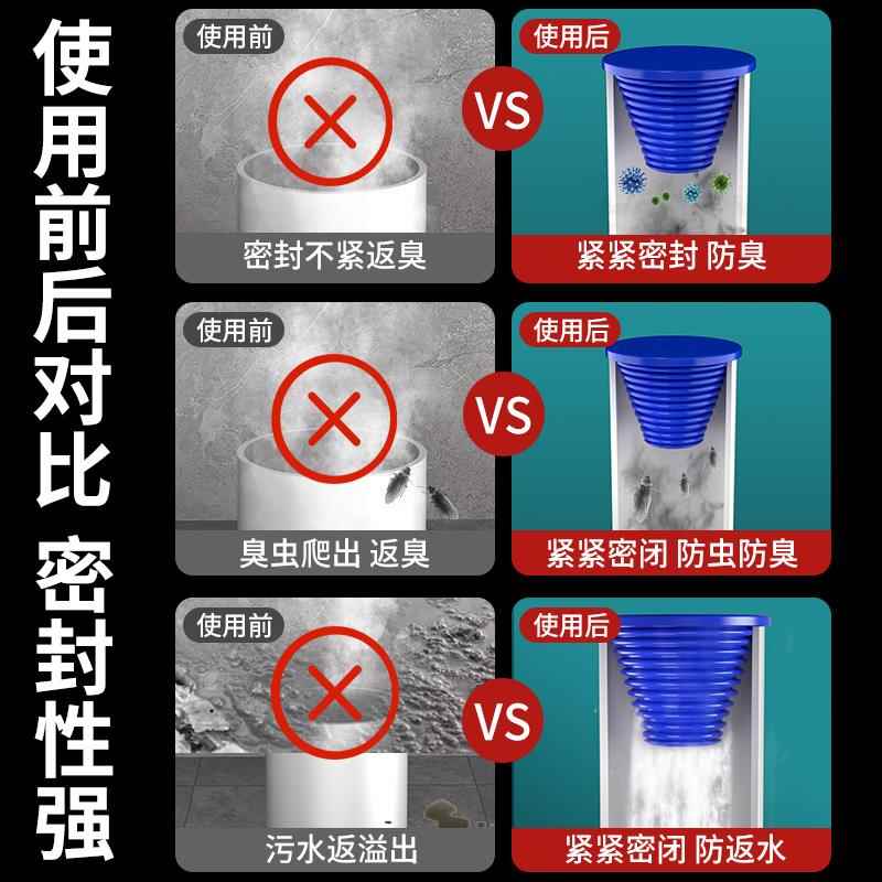 下水道封口盖地漏防臭器堵下水道神器厕所防返臭防臭硅胶盖堵死器 - 图1