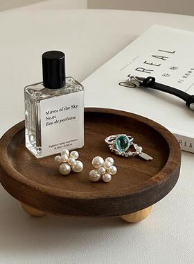 玄关装饰摆件首饰钥匙收纳木质展示架原木风香水托盘拍照道具盘子