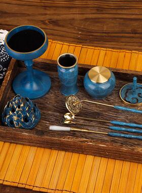 宏达全黄铜博山炉套装打香篆沉香檀香铜香炉香勺香压铜香道