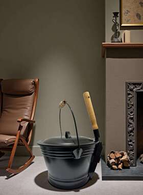 跨热销现2MC08件套铁艺铲洁灰桶带盖子，铲子，壁炉清境可代货贴