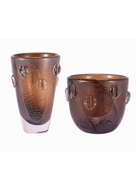 北欧新中式艺术感咖色琉璃花器样板房酒店大堂插花水培花器