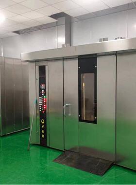 16盘燃气旋转炉可移动车架大烤炉商用电烤箱面包馕饼热风旋转烤炉