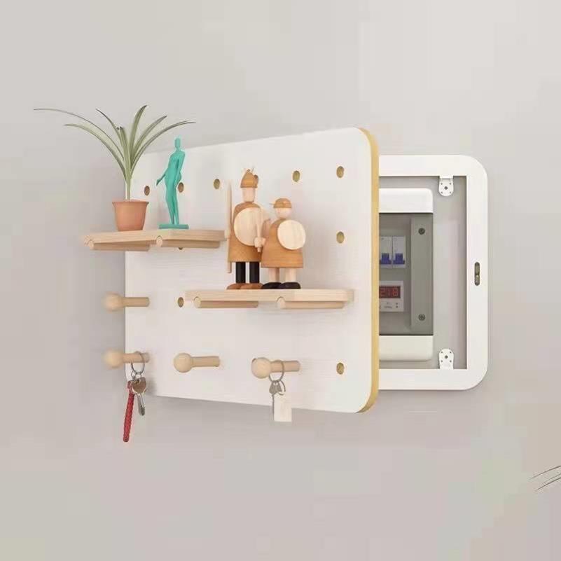 Blocking-free decorative painting decoration meter box punching block strong and weak electricity hole solid wood shelf cover weak electricity and strong