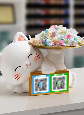 创意摆件招财猫收钱二维码前台收银台摆件酒店吧台新店开业礼物