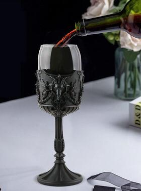 新品欧式原ks暗黑哥特亚文化巴风特五芒星骷髅玻璃复古高脚杯