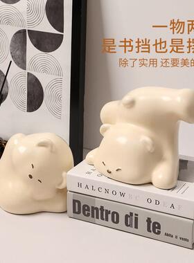 创意暴力熊书挡摆件家居客厅装饰品书桌假书书立架治愈书架摆设书