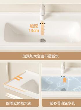 挂墙式浴室柜组合陶瓷盆卫生间洗脸洗手台盆窄长型免漆实木柜40cm