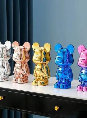 现代简约电镀暴力熊树脂摆件客厅玄关电视柜酒柜样板房家居装饰品