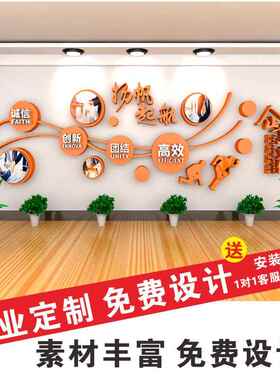 公司企业文化墙亚克力3d立体墙贴办公室员工风采照片墙设计定制