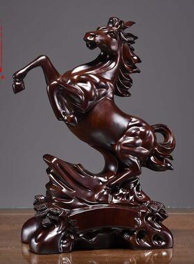 乌木雕刻马成功饰品实木生肖马家居装饰饰品开幕礼品工艺品