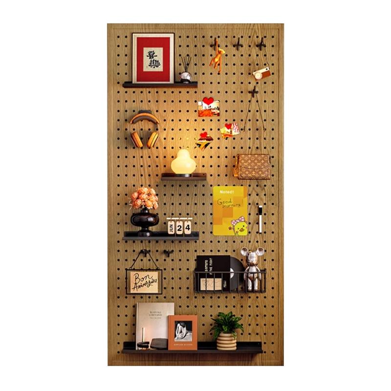 Solid wood color hole board wall storage rack entrance entrance door shape wall wall hanging storage metal display rack accessories