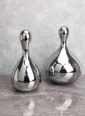 北欧玻璃保龄球瓶样板房售楼部卧室客厅餐厅书房桌面家居饰品摆件