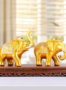 吸水大象招财摆件一对轻奢高档家居客厅玄关酒柜装饰乔迁新居礼品