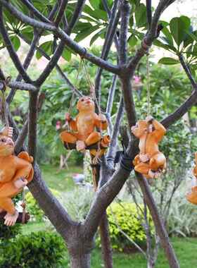 庭院景观花园装饰仿真动物摆件室外创意树脂猴子挂件院子树上挂饰