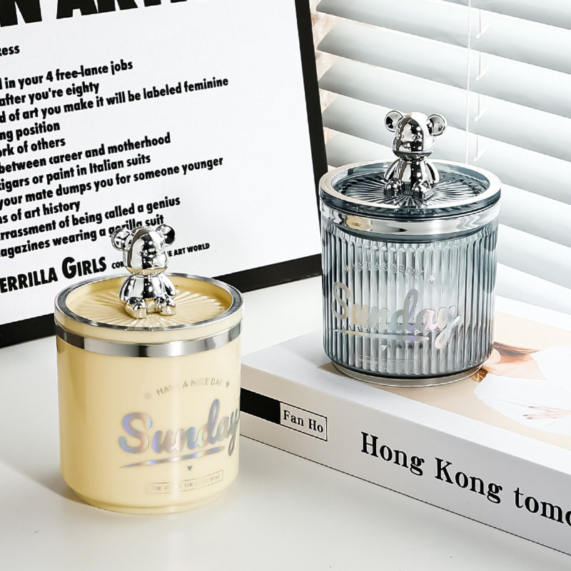 棉签收纳盒家用桌面梳妆台透明塑料亚克力筒防尘带盖便携轻奢高档,淘宝优惠券,粉丝福利购,淘宝优惠卷