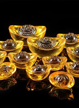 黄水晶铜钱元宝 金元宝 福字元宝银子家居工艺品摆件铜钱元宝