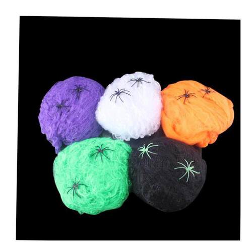 Halloween Scary Party Scene Props White Stretchy Cobweb - 图3