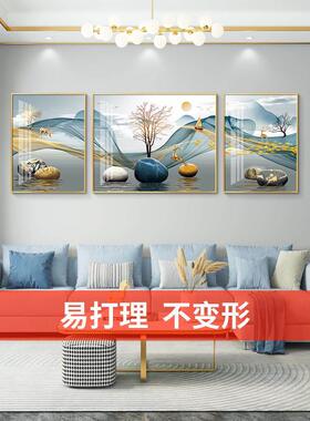 福禄轻奢客厅装饰画沙发背景墙挂画三联画简约现代壁画大气墙画
