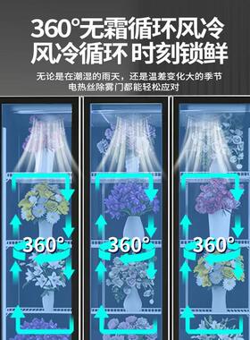鲜花保鲜柜展示柜商用冷柜冷藏柜三门花店专用花墙鲜花柜风冷