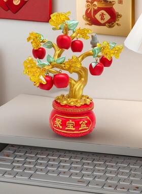 聚宝盆发财树招财聚财摆件入户玄关布置客厅家居装饰乔迁新居礼物