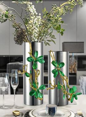 轻水晶饰不锈RV7470钢花瓶可插花客厅电视奢柜关玄台面摆件餐桌边