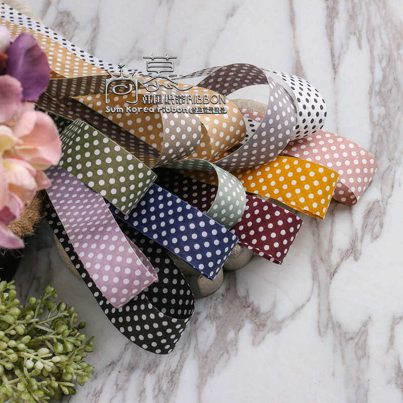 韩国织带 蝴蝶结发饰diy材料包装服装辅料丝带 彩色圆点涤棉带,淘宝优惠券,粉丝福利购,淘宝优惠卷