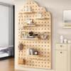Solid wood hole board display rack living room entrance storage rack kitchen bathroom organizer wall storage rack