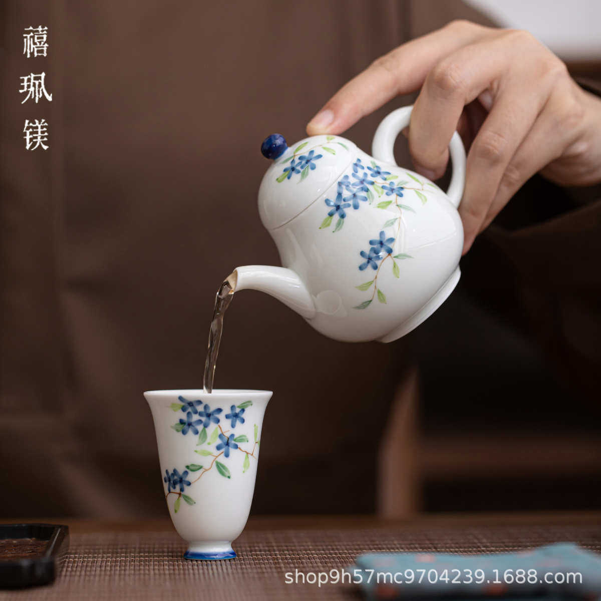 禧珮镁手绘一壶一杯便携茶具套装陶瓷快客杯带茶叶罐旅行户外茶具,淘宝优惠券,粉丝福利购,淘宝优惠卷