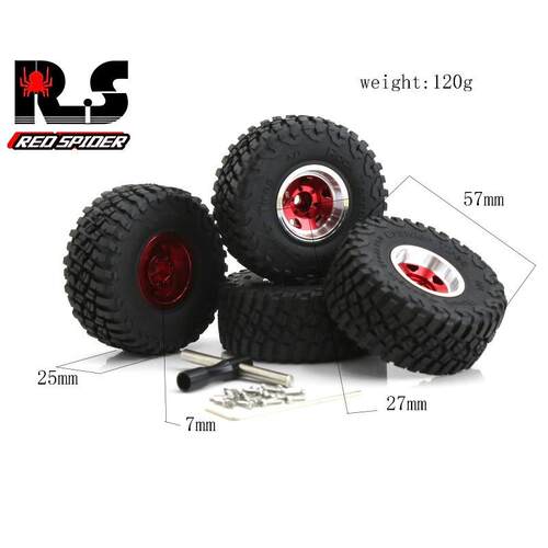 1/18 TRX4M路虎烈马1.0英寸轮胎轮毂 攀爬车铝合金轮毂 SCX24 FMS - 图1