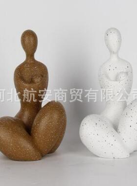 现代简约创意树脂抽象人物摆件样板房售楼处桌面电视柜书架软装