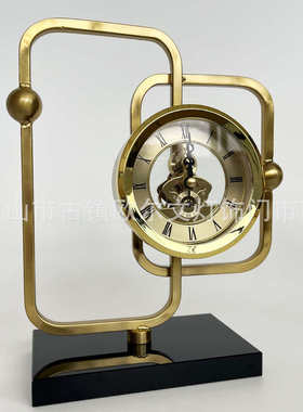 摆台式钟表座钟客厅玄关柜斗柜电视柜摆件欧式现代静音座钟摆件