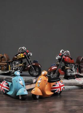 美国覆古老式摩托车模型包书柜家客厅商店餐厅柜台装饰小饰品