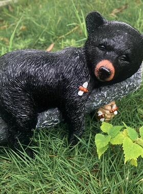 跨境爬树黑熊装饰品摆件庭院户外装饰仿真花园动物挂件树脂雕像