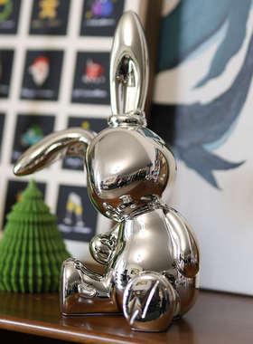 2025新年红色兔子摆件客厅卧室玄关轻奢高级感小众过年家庭装饰品