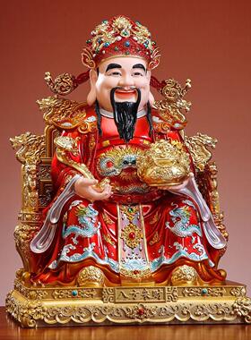 新款龙椅财神爷树脂高档文财神家用贴金财神像比干财神摆件