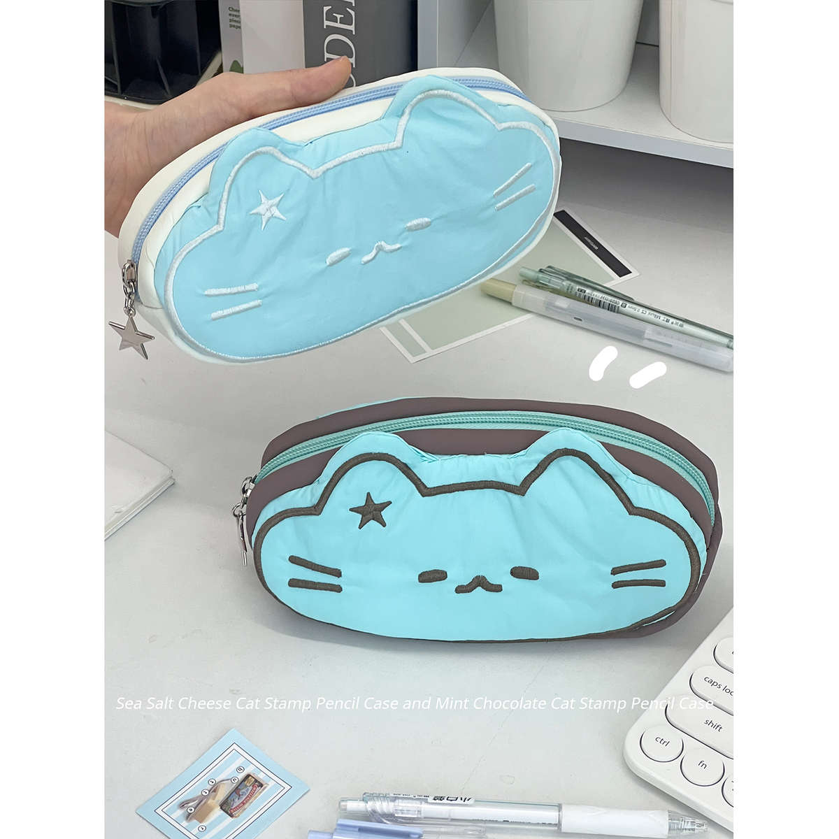 棉花加点糖原创星星猫咪笔袋可爱文具盒学生收纳袋大容量文具袋 - 图2
