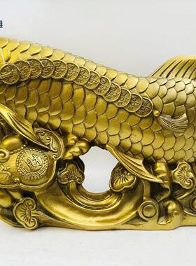 铜鱼摆件大号黄铜金龙鱼年年有鱼鲤鱼家居装饰品客厅家居店铺公司