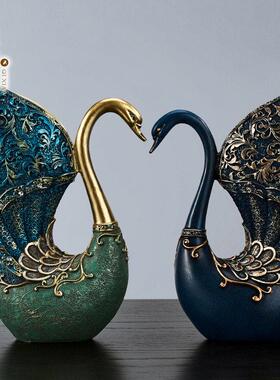 欧式天鹅客厅摆件电视酒柜玄关北欧创意家居装饰品小摆设结婚礼物