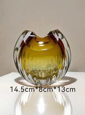 高档轻奢玻璃花瓶摆件客厅插花仿真花创意简约风琉璃花器软装饰品