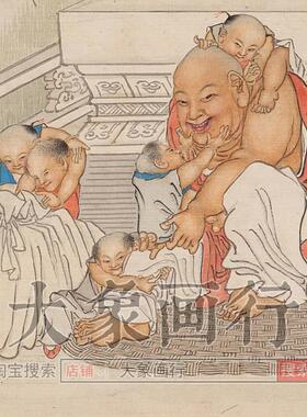钱慧安十二生肖人物册小品画微喷国画临摹范本中式装饰画摆台画心