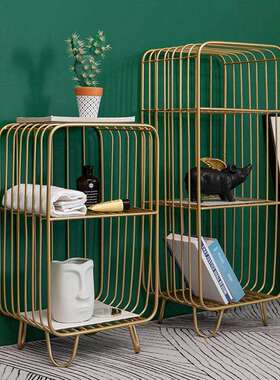 北欧铁艺网格纳置物架厅玄关沙发阳收纳层架台多层客纳层架落地床