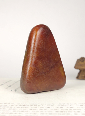 时来运转保真新疆和田玉红沁籽料独籽原石手把件112.90g