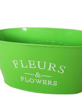 园艺杂货摆放花盆容器盒乡土田园风格铁皮花器铁皮桶花盆